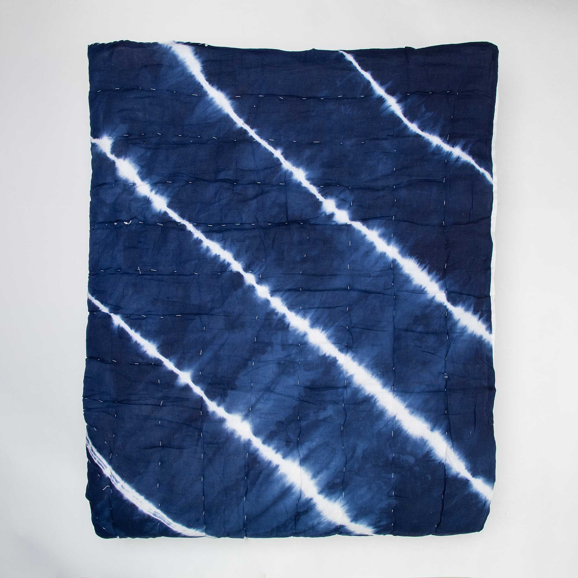 Traditional Handmade White Stripes Tie Dye Pure Cotton Original Jaipuri Razai Double Bed & Single Bed